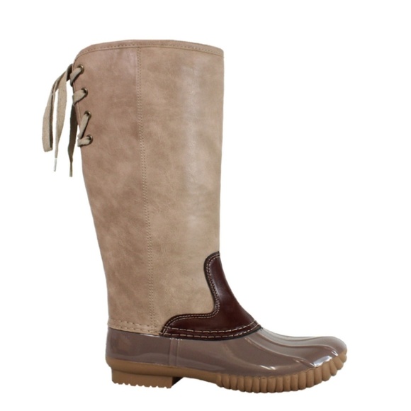 Tall taupe duck boots with lace up detail! 🍁🍂 - Picture 2 of 5